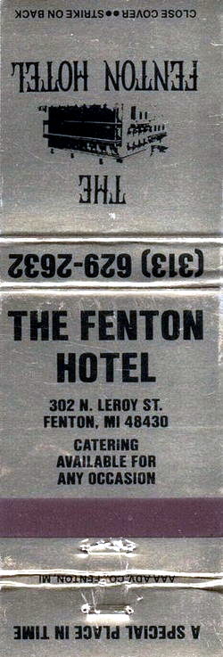 Fenton Hotel Tavern & Grille (The Vermont House) - Matchbook